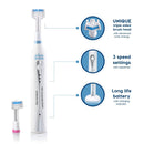 Triple Bristle Original Sonic Toothbrush & 6 Pack Dental Floss Bundle | Rechargeable 31,000 VPM Tooth Brush & Patented 3 Brush Head Design | 55 Yard Mint Flavored Satinfloss | Whiter Teeth & Smile Triple Bristle