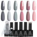 Beetles Bridesmaid Beauty Classic Gel Nail Polish Set - Nude Gray Pink 6 Colors Wedding Gel Polish Kit Popular Nail Art Design Soak Off LED Lamp Nail Polish Gel Manicure Kit New Year Holiday Gifts Set beetles Gel Polish