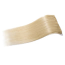 Hairro 100% Human Hair Clip in Extensions Thin 8 Inch Short Straight Bleach Blonde Human Hair Clip on Hairpieces 45g Machine Weft 8pcs 18 Clips for Women