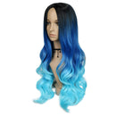 HANNE Long Body Wave Synthetic Wigs For Black and White Women Ombre Blue Heat Resistant Glueless Synthetic Hair Wavy Wigs Halloween Cosplay Party/Daily Full Wig (Ombre Blue) HANNE Store