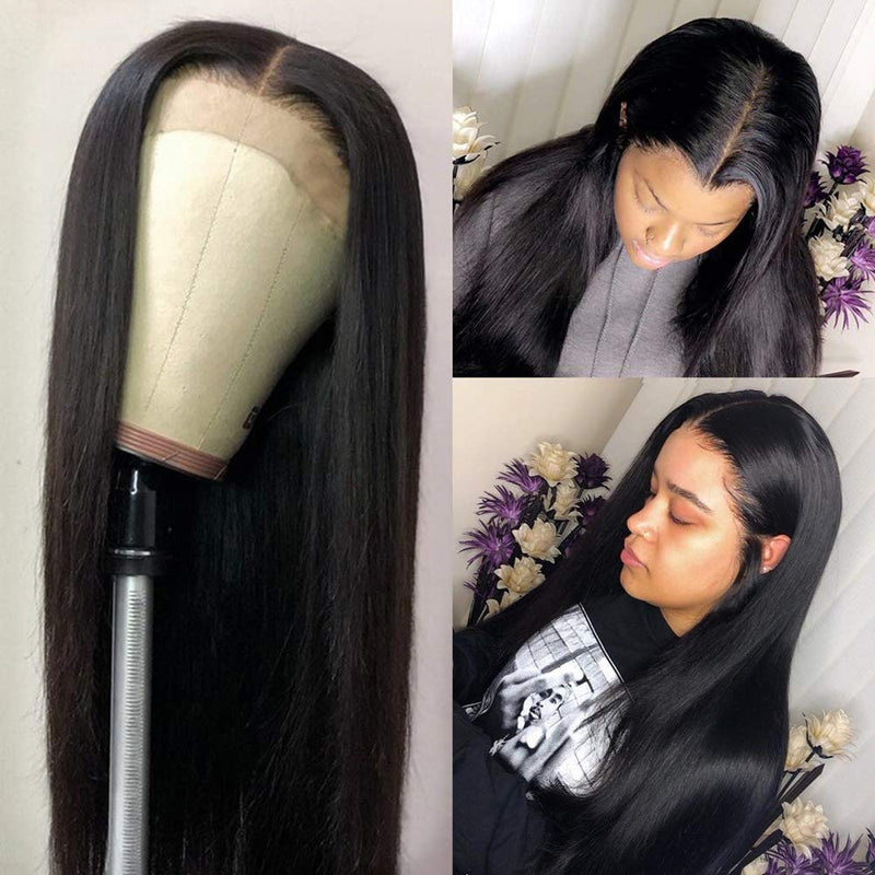 Wingirl HD Transparent 180% Straight Lace Front Human Hair Wigs 13x4Inch Lace Frontal Wig Pre Plucked with Baby Hair Remy Wig For Black Woman Natural Color (20inch, Natural Color) Wingirl