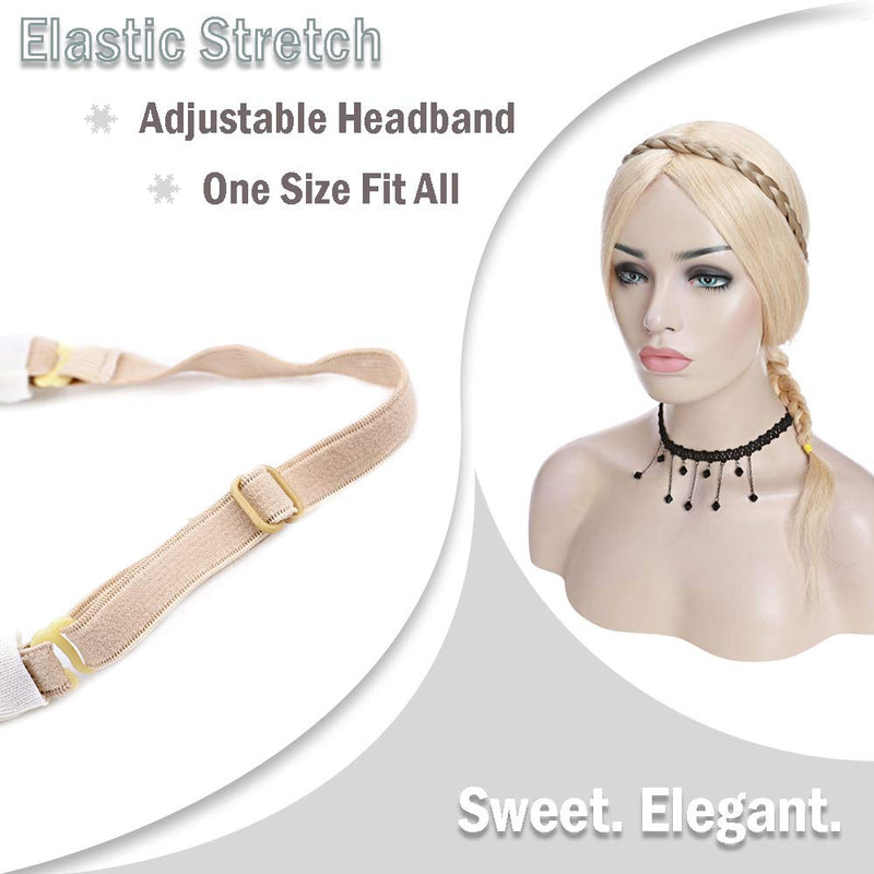 Hairro Synthetic Braided Hair Headbands Slim Three-strand Braid Plaited Hairpiece Elastic Stretch Fake Braid Hair Band for Women and Girls Fashionable Beauty Hair Highlight 26/88 Blonde Hairro