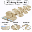 20 Inch Tape in Human Hair Extensions Wavy Thin Hair 100g 40pcs/pack Seamless Skin Weft Glue in Body Wave Human Hairpieces