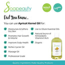 APRICOT KERNEL OIL Organic Cold Pressed Unrefined | 100% Pure Natural Apricot Oil for Skin, Face, Hair | Carrier for Essential Oils, Moisturizer, Massage | Sizes 4OZ to 1 GALLON | (4 OZ) Soapeauty