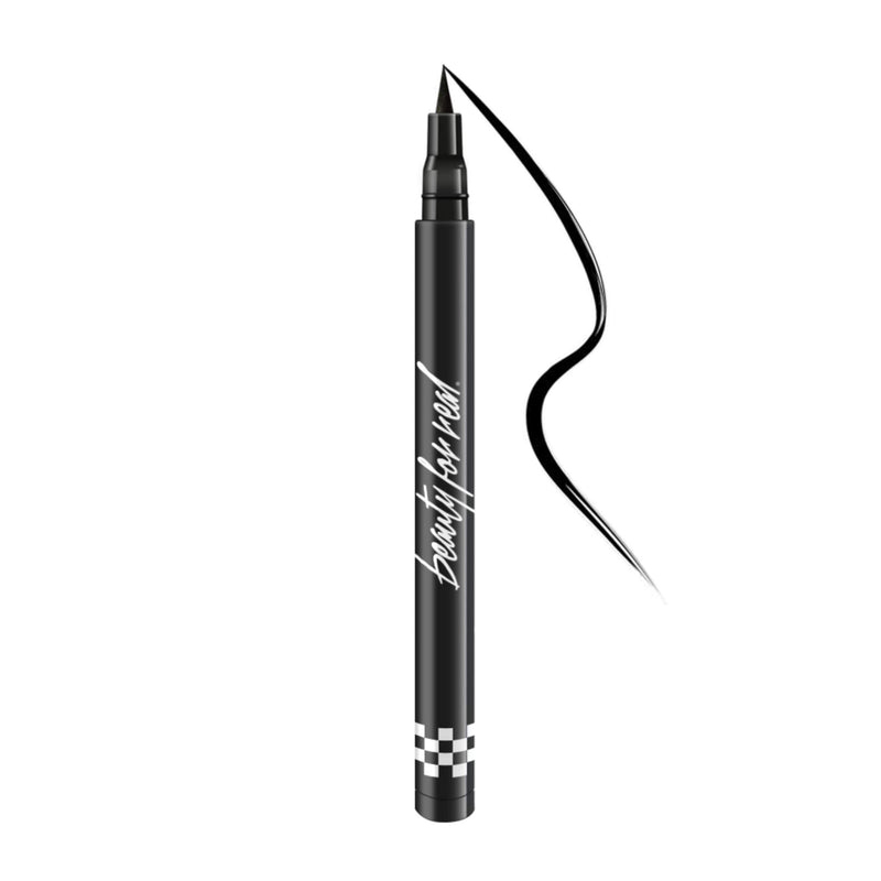 Beauty For Real Finish Line Liquid Eyeliner, Jet Black - 24-Hour Wear - Highly Pigmented, Transfer-Resistant, Waterproof Formula - Ultra-Precise Brush Tip - 0.05 oz Beauty For Real