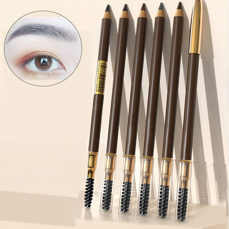 Eyebrow Pencil with Brow Brush 5pcs Pinkiou Waterproof Durable Liner Double-headed Makeup Brow Stylist Longlasting Microblading Pen Kit For Marking Outlining Eye Brow Liners 5 Colors Per Set Pinkiou Store