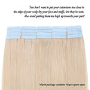 24 inch Tape in Human Hair Extensions Whitish Blonde Seamless Rooted Tape on 100% Remy Hair Highlighted Long Straight 20pcs 50g Skin Weft Invisible Double Sided for Women (24"
