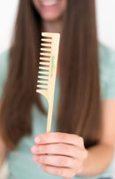 GranNaturals Wide Tooth Wooden Rat Tail Comb - Hair Tool for Teasing Strands & Post Styling - Peach Rattail Wood Pick Handle for Sectioning & Parting - Perfect for Professional & Personal Use GranNaturals