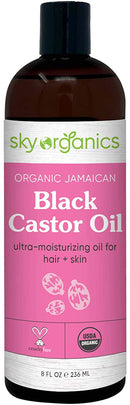 Organic Jamaican Black Castor Oil by Sky Organics (8 oz) USDA Organic 100% Pure Roasted Castor Oil Moisturizing Oil for Hair and Skin Oil Treatment Castor Oil Hair Mask Natural Skin Moisturizer Sky Organics Store