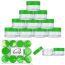 Beauticom 20 gram/20ml Empty Clear Small Round Travel Container Jar Pots with Lids for Make Up Powder, Eyeshadow Pigments, Lotion, Creams, Lip Balm, Lip Gloss, Samples (12 Pieces, Green) Beauticom