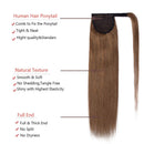 100% Remy Human Hair Ponytail Extension Wrap Around One Piece Hairpiece With Clip in Comb Binding Pony Tail Extension For Girl Lady Women Long Straight