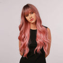 Esmee 24"Women Synthetic Wigs Long Wavy black Ombre pink with Fluffy Air Bangs Light Cosplay Party Wig Esmee Store