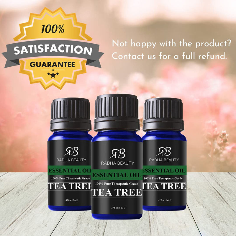 New Radha Beauty Tea Tree Essential Oil 10ml. - 100% Pure & Natural Premium Melaleuca Therapeutic Grade - Great with Soaps, Shampoo, Body Wash, Aromatherapy Radha Beauty