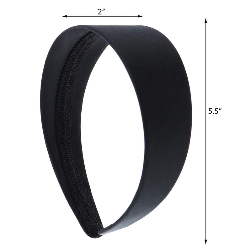 Black 2 Inch Wide Satin Hard Headband with No Teeth Head band for Women and Girls (Motique Accessories) Motique Accessories