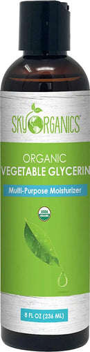 Sky Organics USDA Organic Vegetable Glycerin - Non-GMO, Kosher, USP Grade, Hypoallergenic, Cold-pressed - Benefits Hair & Skin - Excellent Emollient- Ideal Soap Base, Moisturizer and DIY- 8oz (2 pack) Sky Organics Store