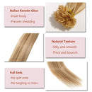 100 Strands Pre Bonded Remy Human Hair U Tip Hair Extensions Nail Tip Italian Keratin Fushion Hairpiece Long Straight Silky For Women