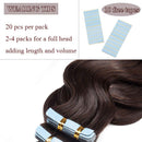 20 PCS Rooted Tape In Hair Extensions Real Human Hair Invisible Seamless Skin Weft Body Wave Highlight Double Side Tape Remy Human Hair Extensions Wavy For Women (18'',50g/20pcs,