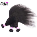 Odir 8A Brazilian Kinky Straight Human Hair 3 Bundles with Closure (24 26 28 + 20) Yaki Straight Bundles with Middle Part Closure Unprocessed Brazilian Virgin Human Hair Weave Natural Color Odir