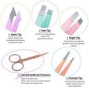 Eyebrow Tweezer Set, TsMADDTs 6 Pcs Tweezers Set for Women, Precision Tweezer for Eyebrows with Curved Scissors for Ingrown Hair, Hair Plucking Daily Beauty Tools with Leather Travel Case TsMADDTs