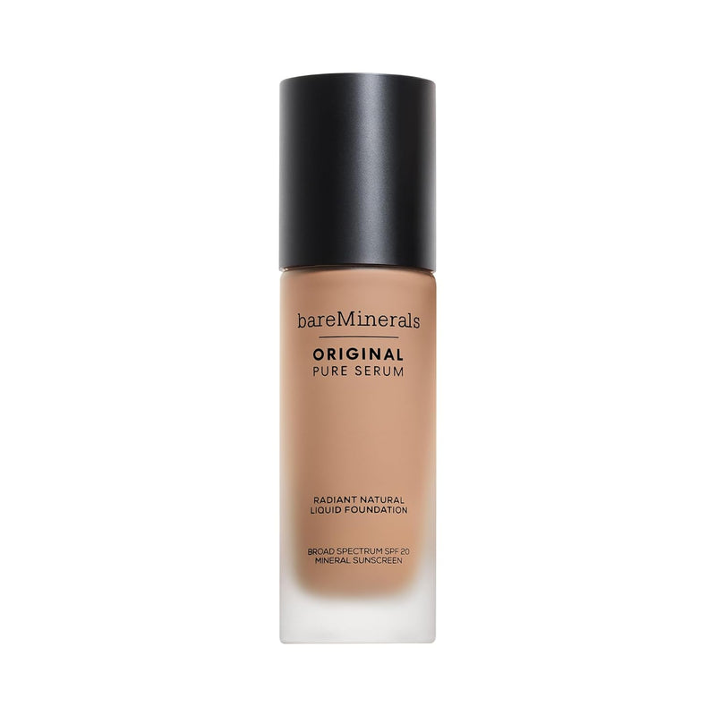 bareMinerals Original Pure Serum Radiant Natural Liquid Foundation Mineral SPF 20, Hydrating Skin Tint, Dewy Finish, Lightweight, Medium Coverage, Non-Comedogenic, Vegan - Infinity Warehouse