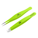Stainless Steel Set Slant Tip + Surgical Tweezer for Ingrown Hair. Precision Sharp Needle Nose Pointed Tweezers for Splinters,Ticks & Glass Removal-Best for Eyebrow Hair, Facial Hair Removal (Green) Majestic Bombay