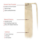Wrap Around Human Hair Ponytail Extensions 100% Remy Human Hair 22 Inches Long Straight Silky With Comb Clip in One Piece Pony Tail Extensions