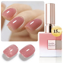 Double Rhythm Translucent Gel Polish Sheer Neutral Natural Light Milky Same Color Same Bottle 15ML Jelly UV Polish Nail Art DIY at Home (Jelly Nude Brown-A1492) Infinity Warehouse
