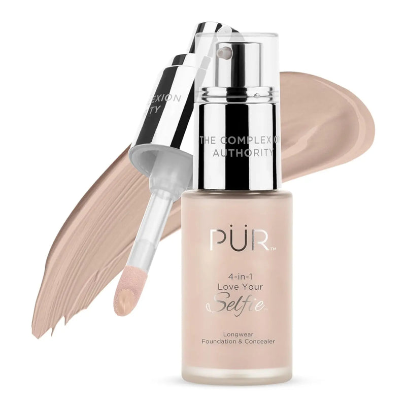 PUR Beauty 4-in-1 Love Your Selfie Foundation & Concealer - Longwear Full Coverage Liquid Makeup Foundation with Hydrating Blend for Refined-Looking, Natural Beauty Glow, Skin Texture & Tone Infinity Warehouse