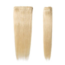 Benehair Clip in Hair Extensions Bleach Blonde 10 inch Remy Human Hair Skin Weft Clip ins Full Head 8pcs 18 Clips Soft Straight Hair for Women Party 8-24 inch Highlighted Ombre 50g