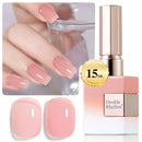 Double Rhythm Translucent Gel Polish Sheer Neutral Natural Light Milky Same Color Same Bottle 15ML Jelly UV Polish Nail Art DIY at Home (Jelly Nude Brown-A1492) Infinity Warehouse
