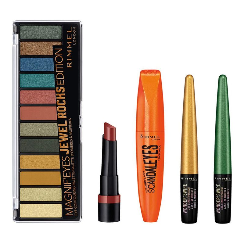 Rimmel Jewel Rocks Makeup Kit With Eyeshadow, Mascara, Liner, And Lipstick, 6 Fl Oz Rimmel Store