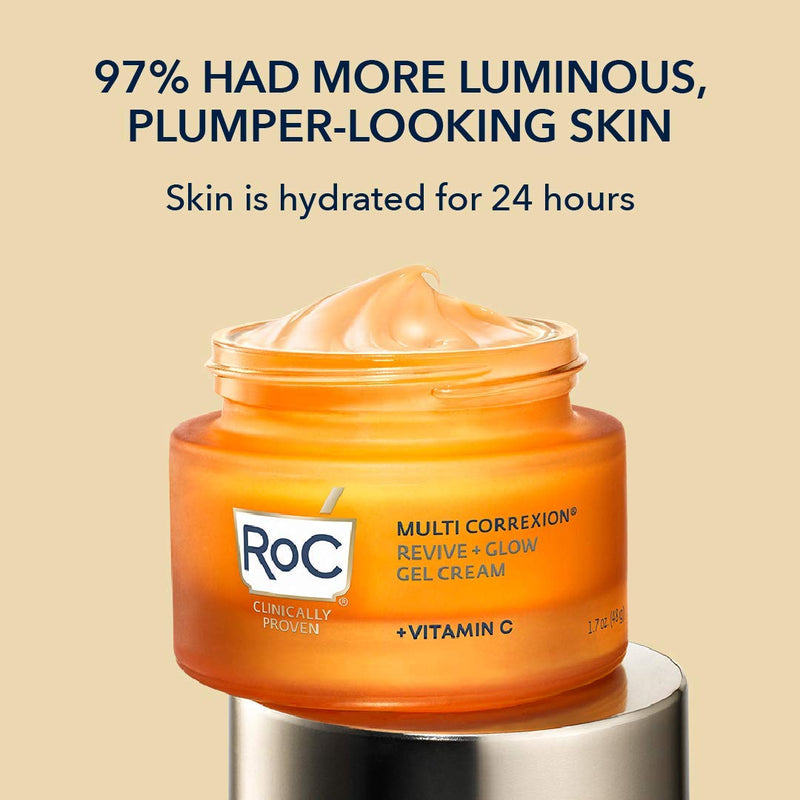 RoC Multi Correxion Revive + Glow Vitamin C Face Moisturizer, Anti-Aging Gel Cream, Hypo-Allegenic & Oil-Free Skin Care, 1.7 Ounce RoC