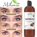 Premium Organic Castor Oil - 100% Pure and Hexane-Free Cold-Pressed Beauty & Skincare Serum - Eyelash & Eyebrow Hair Growth Enhancer - Natural Conditioner, Skin Moisturizer, Laxative for Men & Women MILANIA