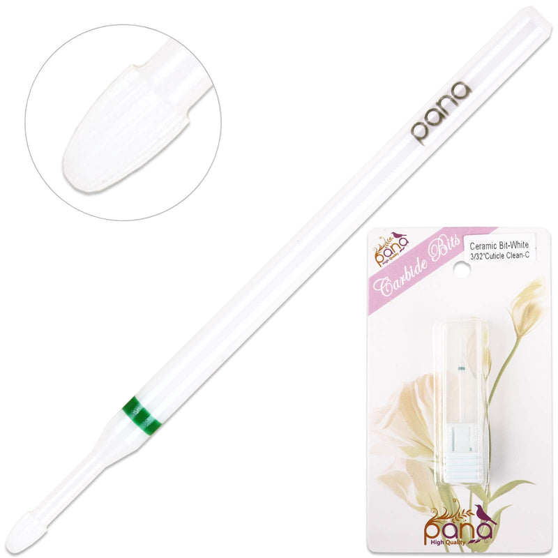 PANA 3/32" Shank Size Professional USA - Cuticle Cleaner White Ceramic Bit Coarse Grit - Nail Drill Bit for Dremel Machine PANA