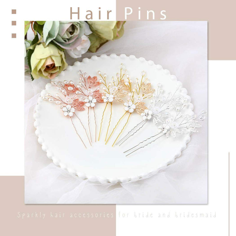 Asooll Bride Wedding Hair Pin Silver Flower Bridal Head Clip Rhinestone Crystal Headpiece for Women and Girls Asooll