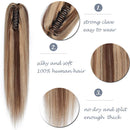 100% Remy Human Hair Ponytail Extension One Piece Claw/Jaw Clip Ponytail Hairpiece Clip In Pony Tail Extensions For Girl Lady Women Long Straight