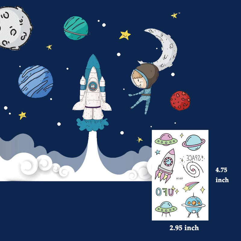 Ooopsi Space Temporary Tattoos for Kids - More Than 140 Tattoos (Pack of 16 Sheets) - Waterproof Universe Outer Space Tattoos Sticker for Children Boys Birthday Party Favors Ooopsi Store
