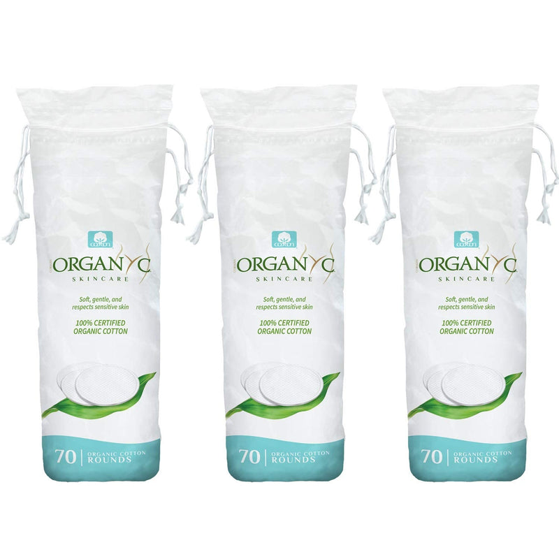 Organyc - 100% Organic Cotton Rounds - Biodegradable Cotton, Chemical Free, for Sensitive Skin (210 Count) - Daily Cosmetics. Beauty and Personal Care Organyc