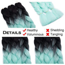 Ombre Jumbo Braiding Hair 24 inch Jumbo Braid Hair Extensions Jumbo Box Braids Crochet Hair Long for Women Kids DIY High Temperature Synthetic Fiber 2 Tones Black+ Light Green 5 Bundles Benehair