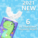 Kids Electric Toothbrush U Shape Dinosaur Ultrasonic Automatic Toothbrush with Replacement Soft Bristles Heads Six Modes 360°Oral Cleaning IPX7 Waterproof Smart Rechargeable Toothbrush (2-6 Year Old) KRX