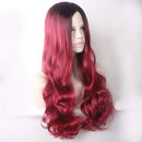 23" Natural Full Wigs Hair Long Wavy Wig Synthetic Heat Resistant (Ombre Red) Rswsp