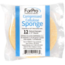 ForPro Compressed Cellulose Sponge - Round Face and Body Sponge - Natural Yellow - 2.75’’ - 12-Count ForPro Professional Collection