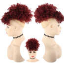 LEOSA Wig Afro Puff Drawstring Ponytail Bun with Bangs Heat Resistant Synthetic Short Kinky Curly Ponytail Updo Hair Extensions with Two Clips,Natural looking Curly Women Hairpieces (