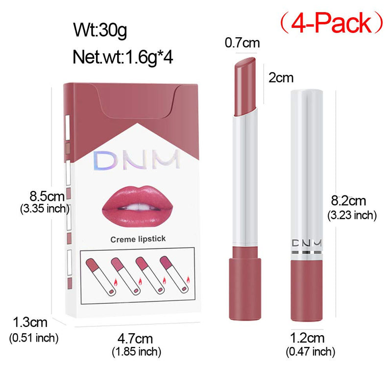 Mini Matte Red Cigarette Lipstick 4 Pack Sets Lip Kit, Litte Smoke Tube Lipstick Tinted Lip Stain Balm Long Lasting 24 Hour Waterproof Nude Moisturizing Velvet Cute Lipstick Set for Women (A-Set03) evpct