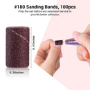 MelodySusie 300 Pcs Professional Sanding Bands Nail Drill Bits Set, 80 Coarse, 120 Medium, 180 Fine Grit EFile Sand Piece Set Mandrel Bit for Acrylic Nails Manicures and Pedicures MelodySusie