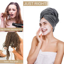Sunland Microfiber Hair Towel Wrap for Women Super Absorbent Quick Dry Magic Hair Turban for Drying Long Hair Soft and Large 24 inch X 43 inch Grey SUNLAND