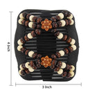 Yeshan Magic Hair Side Combs for Women Wood Beaded Stretch Double Hair Side Combs Clips Bun Maker Hair Accessories,Pack of 6 Yeshan