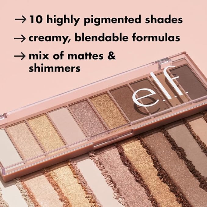 e.l.f. Perfect 10 Eyeshadow Palette, Ten Ultra-pigmented Shimmer & Matte Shades, Vegan & Cruelty-free, Nude Rose Gold (Packaging May Vary) - Infinity Warehouse