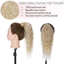 Ponytail Extension Human Hair Wavy Pony Tail Hair Extensions Warp Around Ponytails Clip On Ponytail Remy Hairpieces Blonde Ponytail Clip In Ponytail For Women 22" 95g