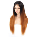 4x4 Lace Front Wig 100% Real Brazilian Hair Ombre 1B 30 Wig, Silky Straight Human Hair Wigs, 150% Density Lace Closure Wigs (18", 1B/30, Straight, 150% Density) ALISFEEL